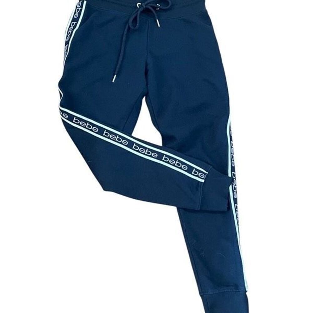Bebe Black and White Signature Logo Joggers Size Small